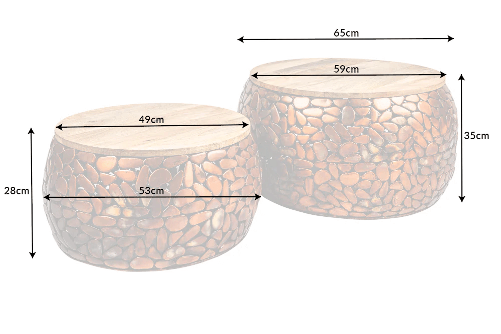 Couchtisch 2er Set MANGOSTONE Kupfer