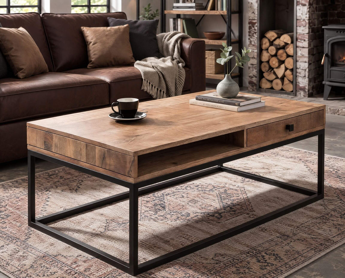 Couchtisch INDUSTRIAL mit Schublade