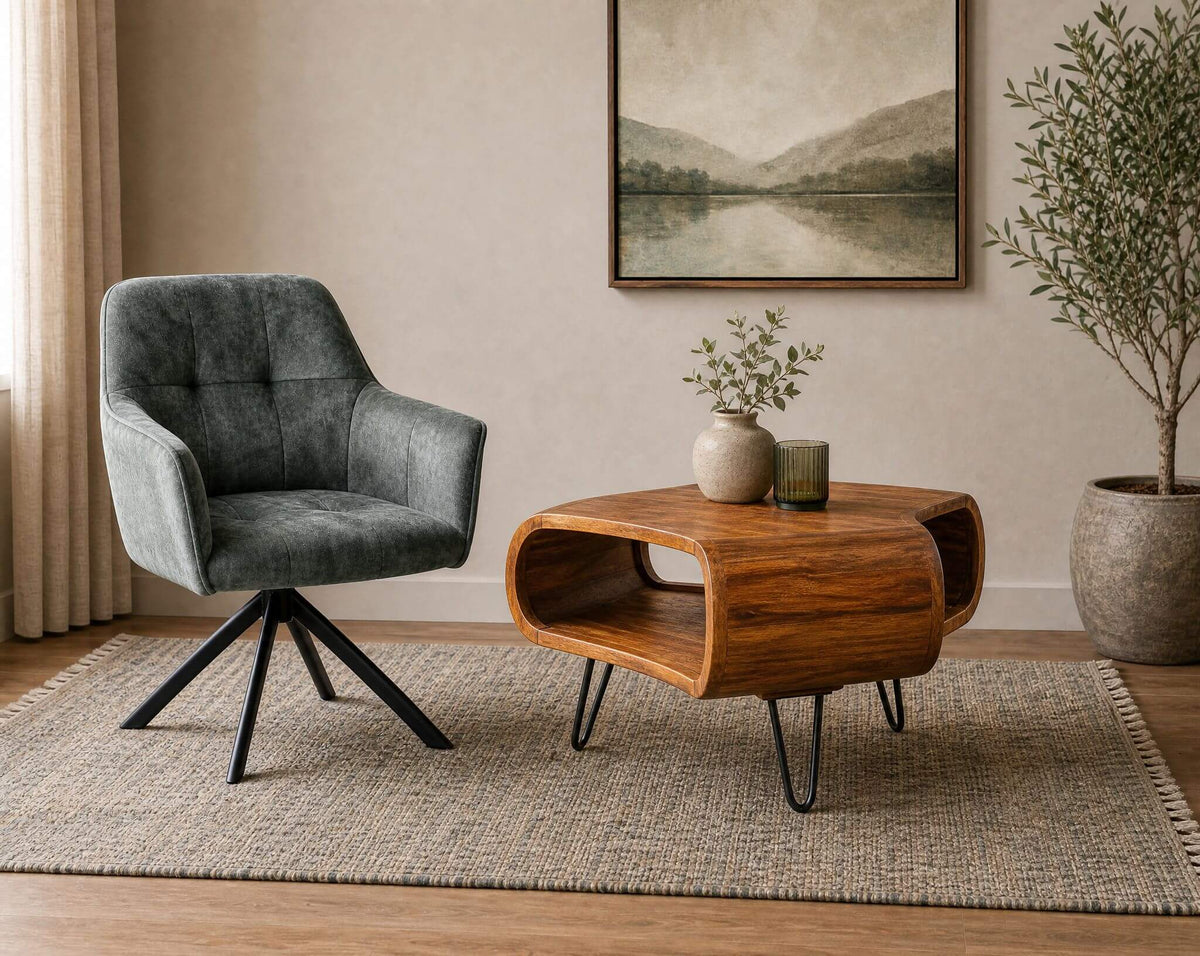 Retro Couchtisch SHEESHAM Hairpin Legs