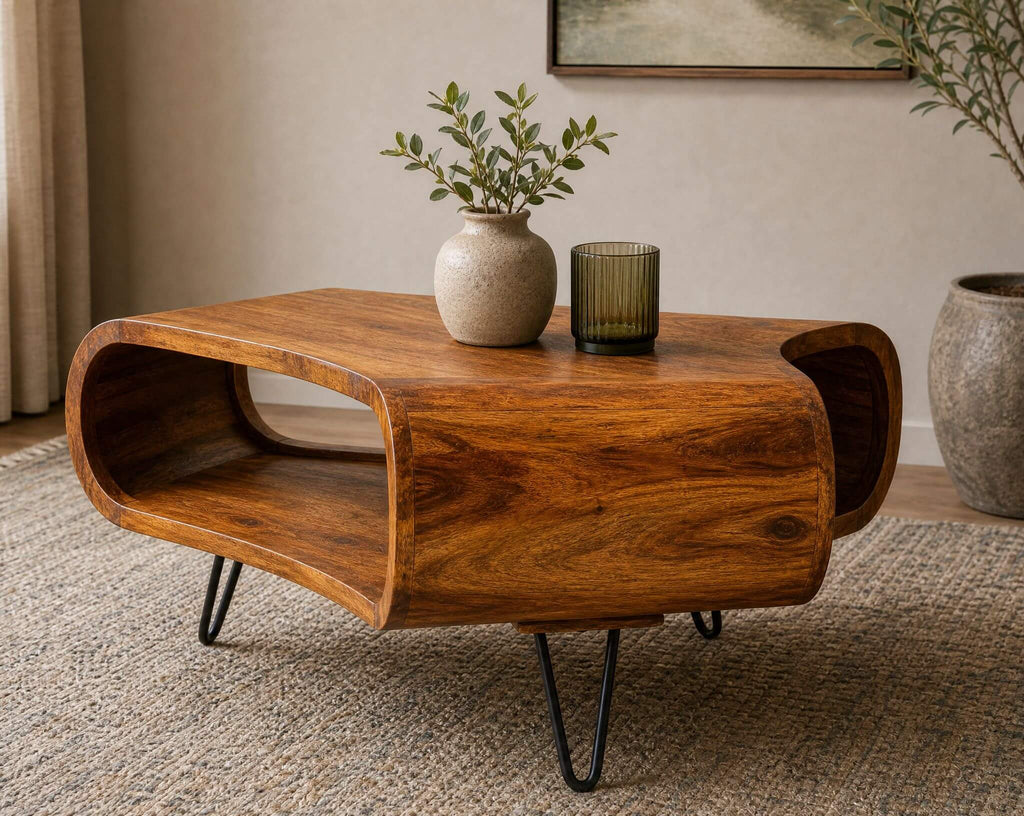 Retro Couchtisch SHEESHAM Hairpin Legs