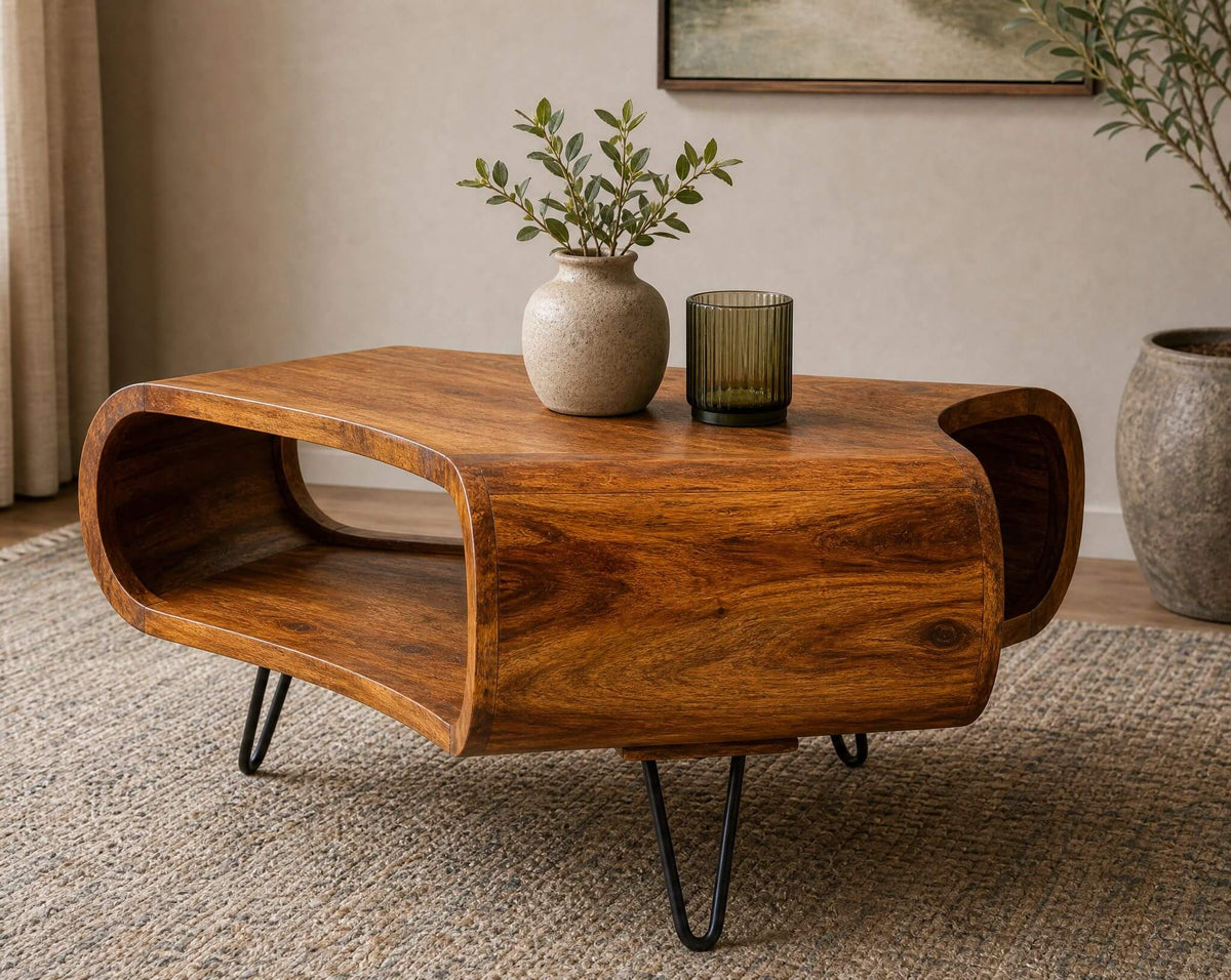 Retro Couchtisch SHEESHAM Hairpin Legs