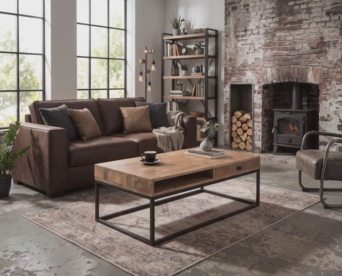 Couchtisch INDUSTRIAL mit Schublade